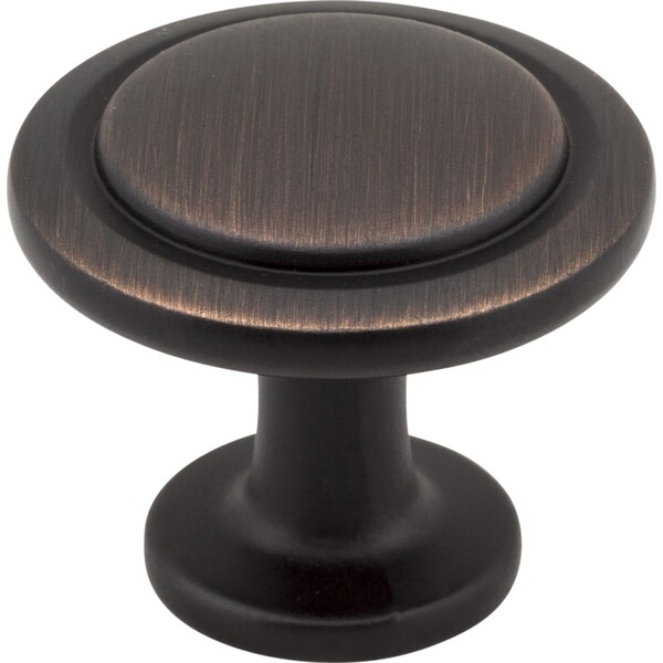Elements 1-1/4" Diameter Brushed Oil Rubbed Bronze Round Button Gatsby Cabinet Knob 3960-DBAC - main